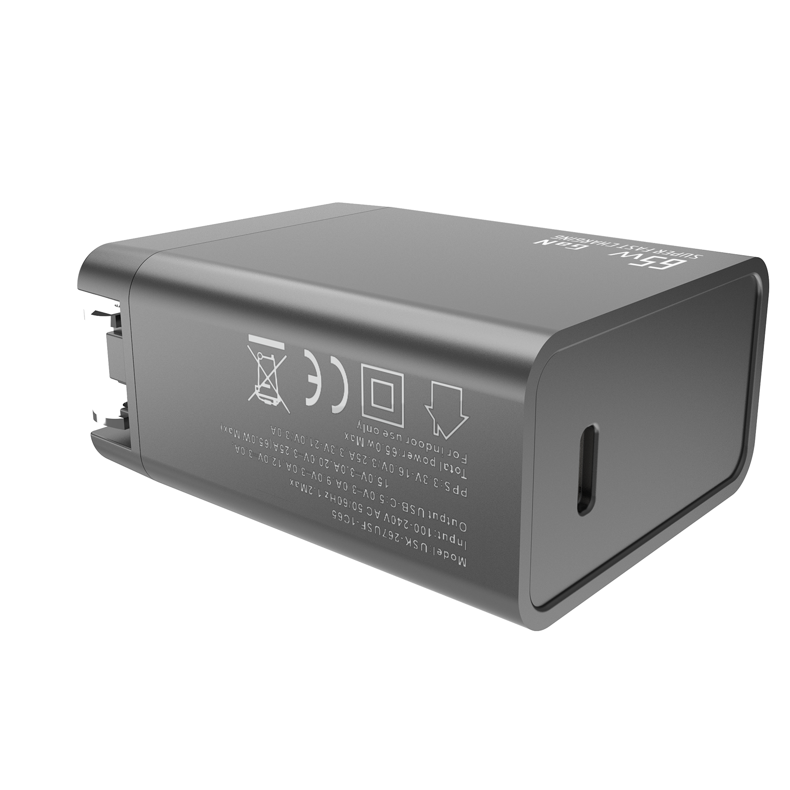 PD65W Travel charger,1*USB-CF Port