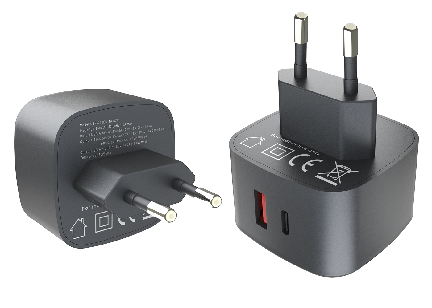 PD35W charger,1*USB-AF Port & 1*USB-CF Port