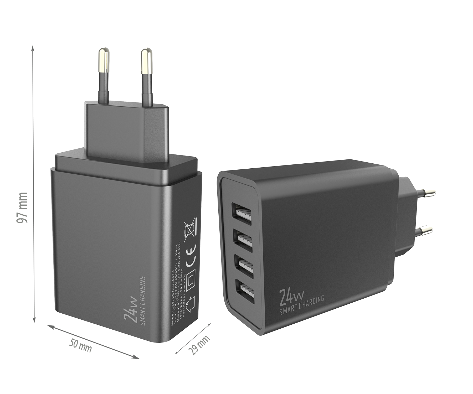 24W charger,4*USB-AF Port