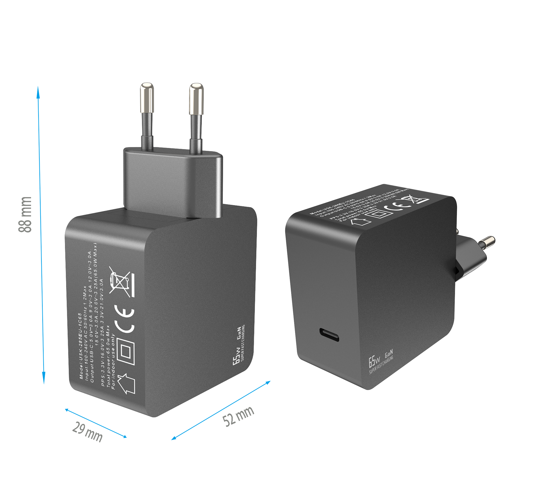 PD65W charger,1*USB-CF Port