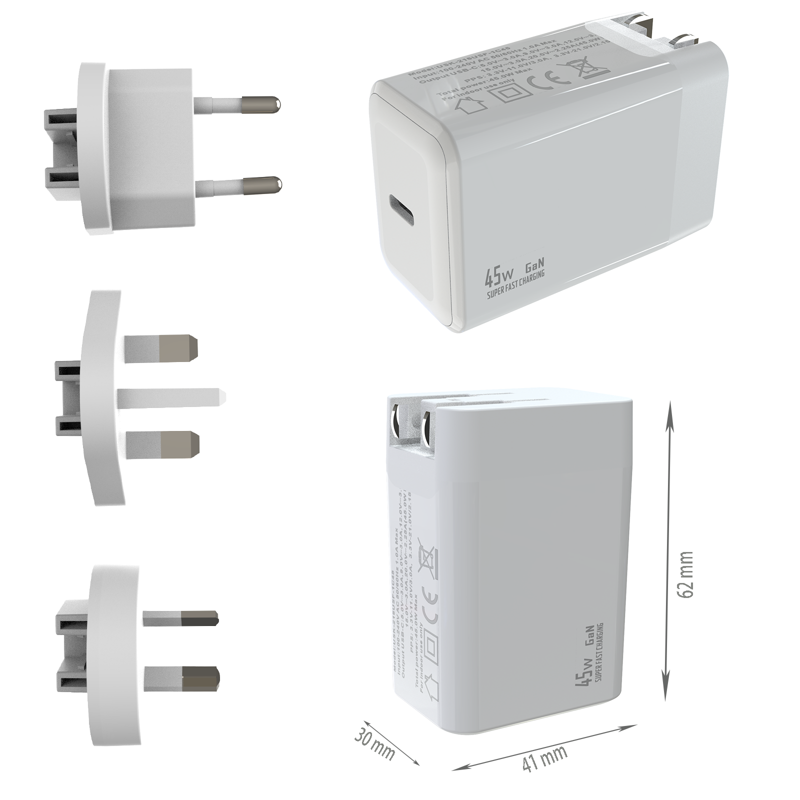PD45W Travel charger,1*USB-CF Port