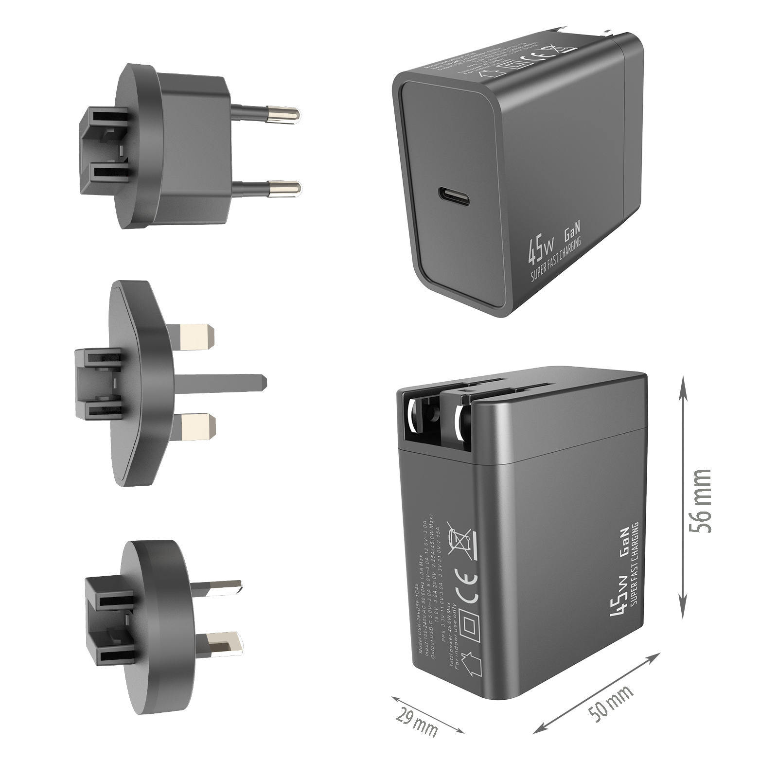 PD45W Travel charger,1*USB-CF Port