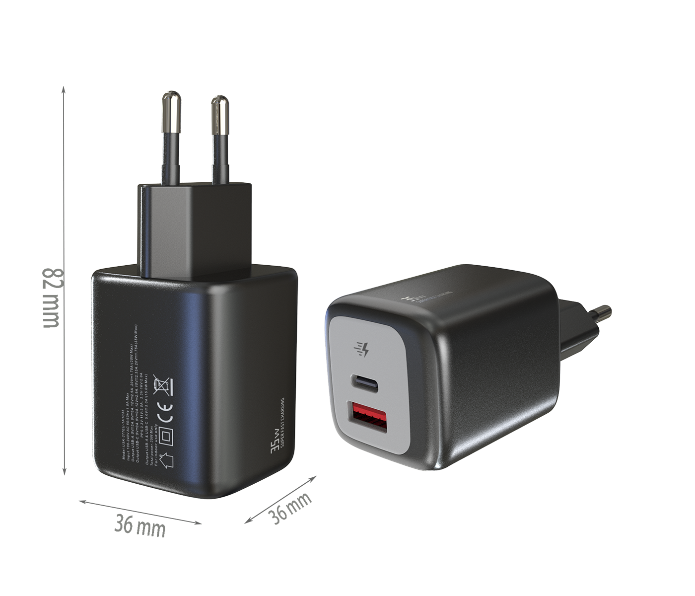 PD35W charger,1*USB-AF Port & 1*USB-CF Port