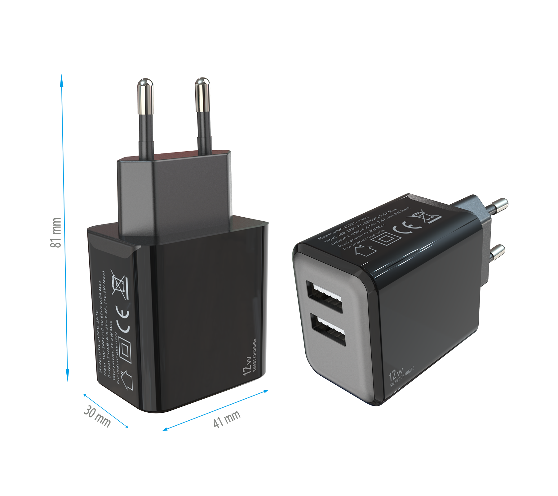 12W charger,2*USB-AF Ports