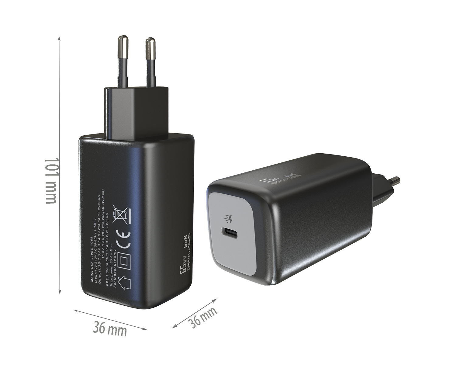 PD65W charger,1*USB-CF Port