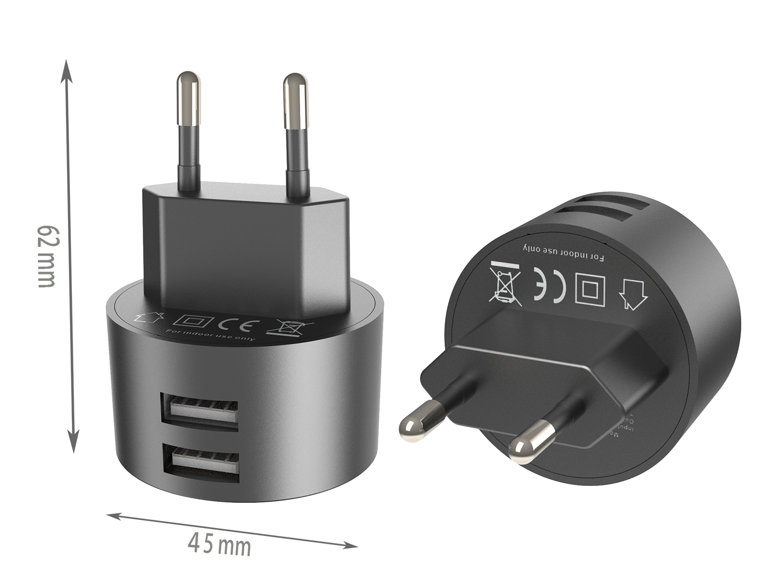 12W charger,2*USB-AF Ports
