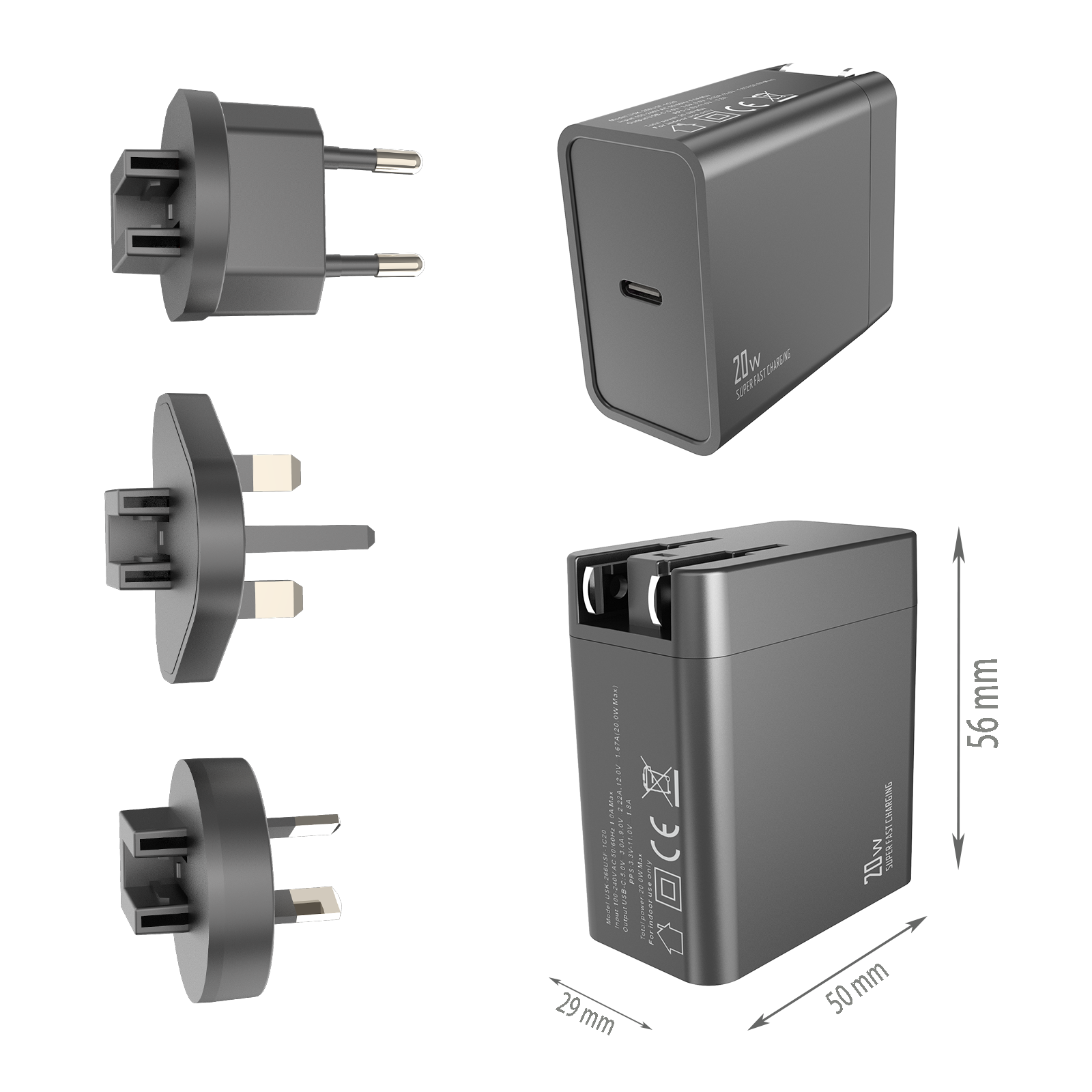 PD20W Travel charger,1*USB-CF Port