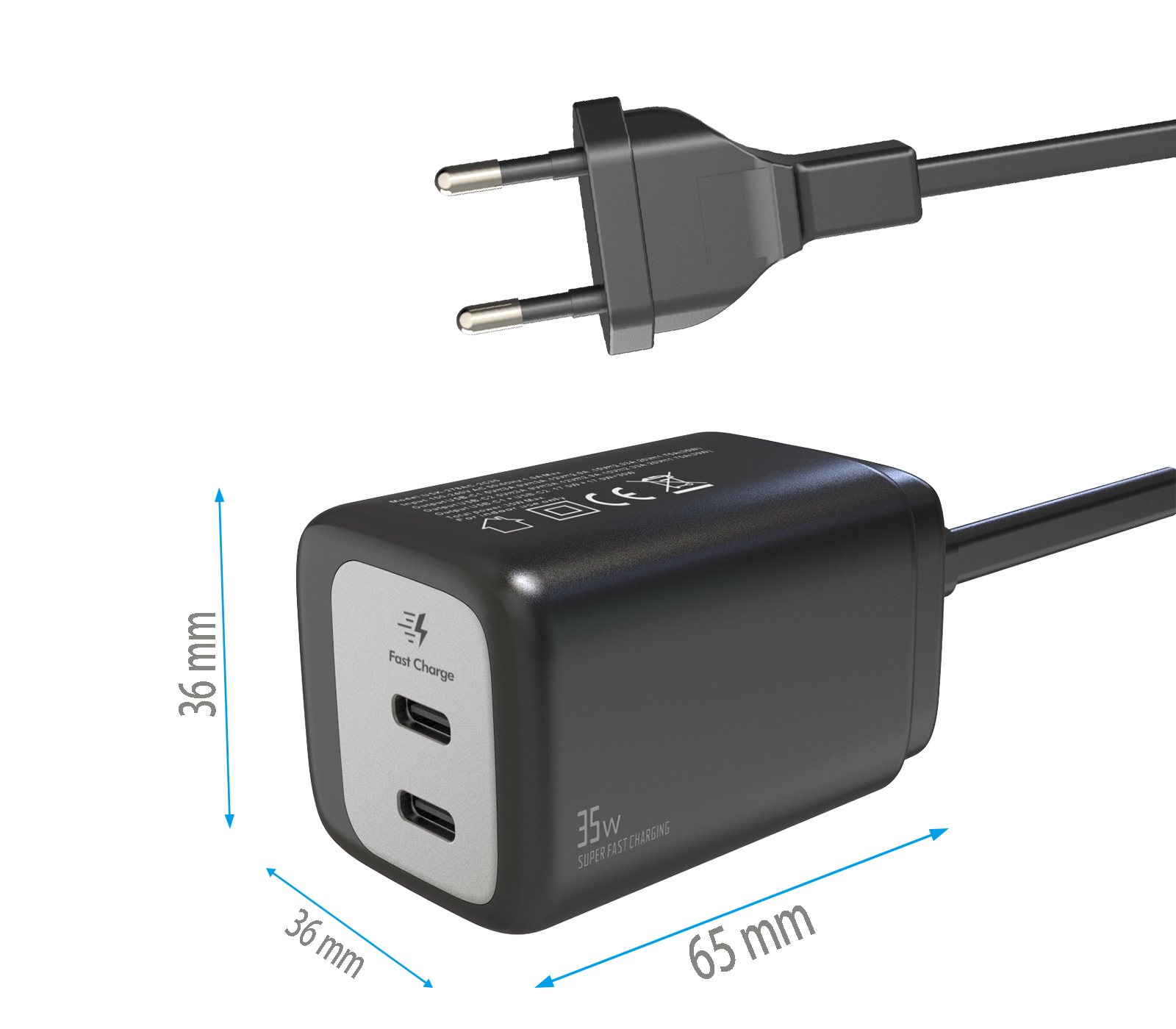 PD35W charger,2*USB-CF Ports