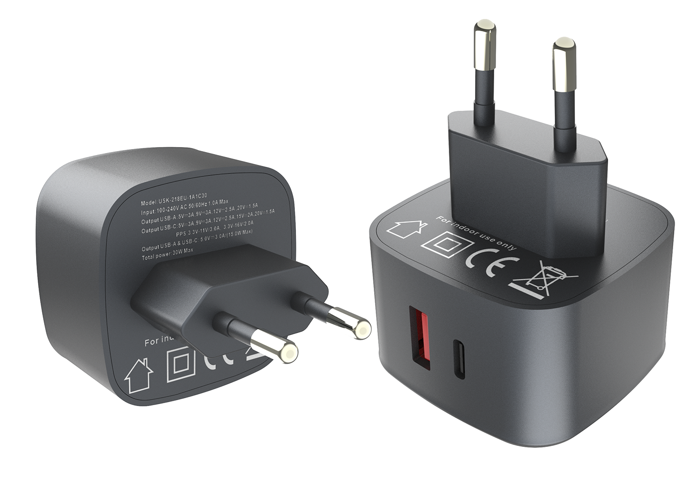 PD30W charger,1*USB-AF Port & 1*USB-CF Port
