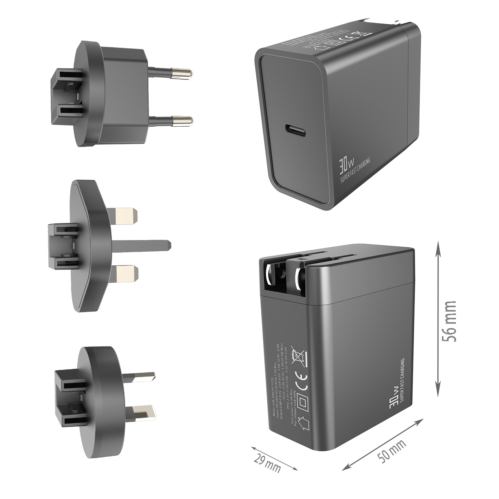 PD30W Travel charger,1*USB-CF Port