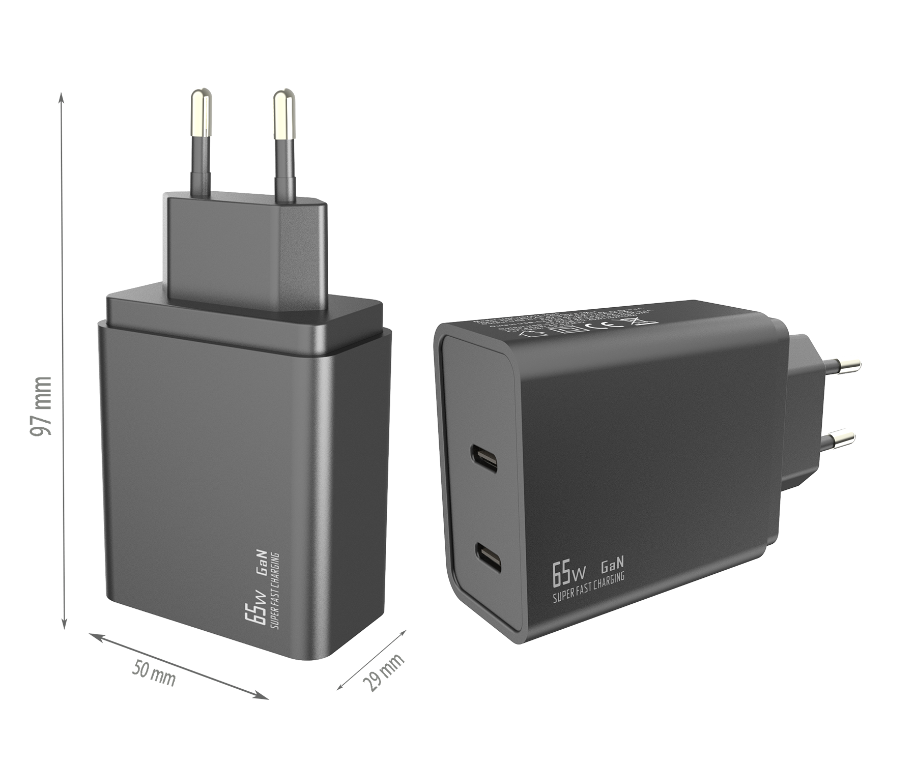 PD65W charger,2*USB-CF Ports